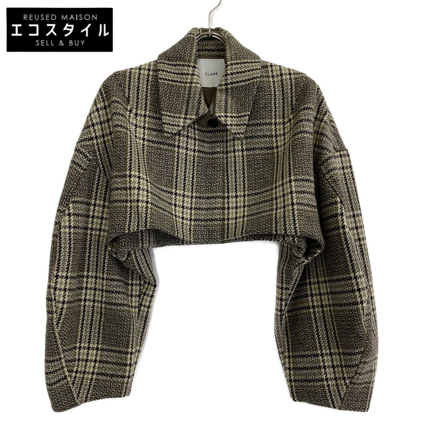 CLANE クラネ 【美品/23AW】15104-0512 ROUND SLEEVE SHORT JACKET チェック ショート ジャケット 2