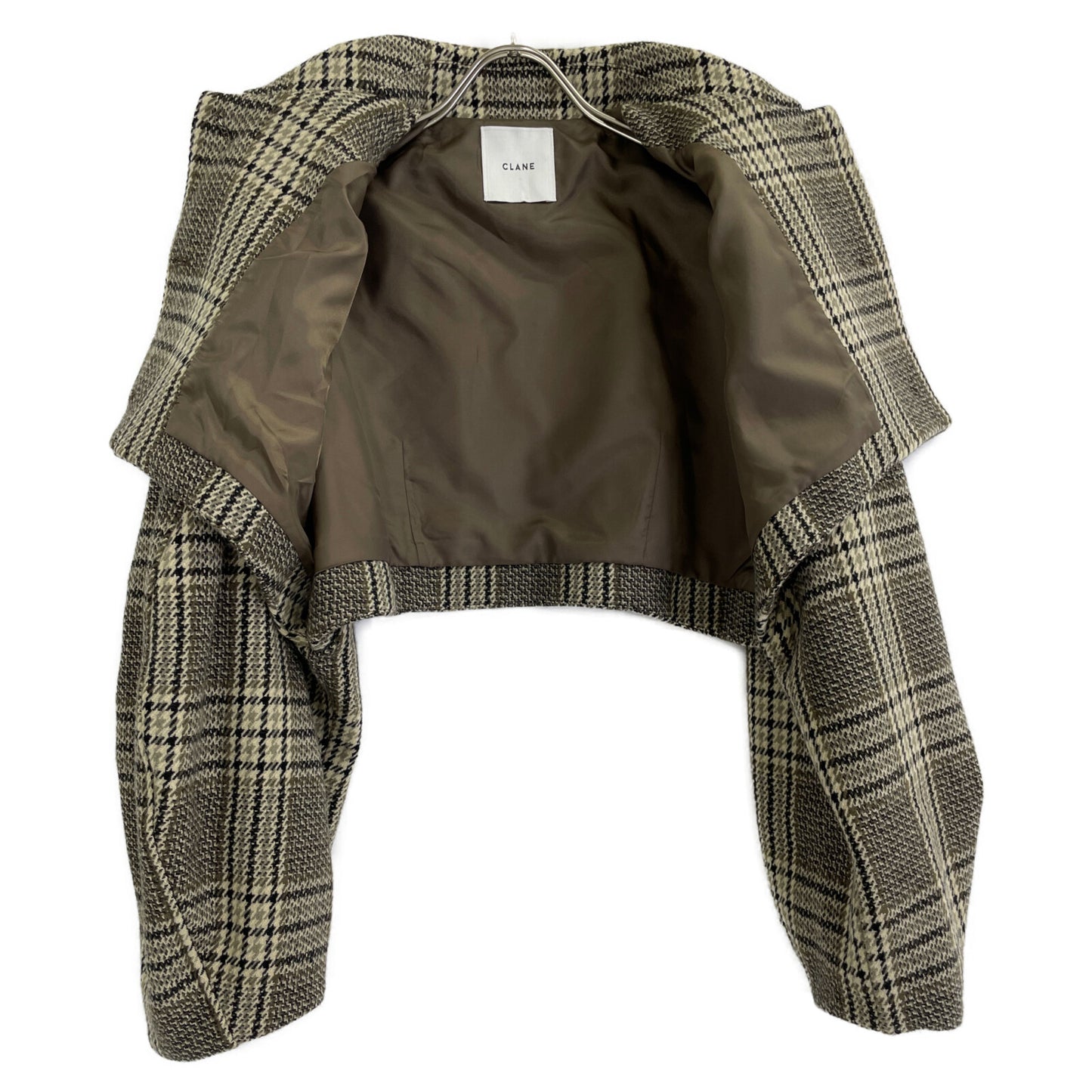 CLANE クラネ 【美品/23AW】15104-0512 ROUND SLEEVE SHORT JACKET チェック ショート ジャケット 2