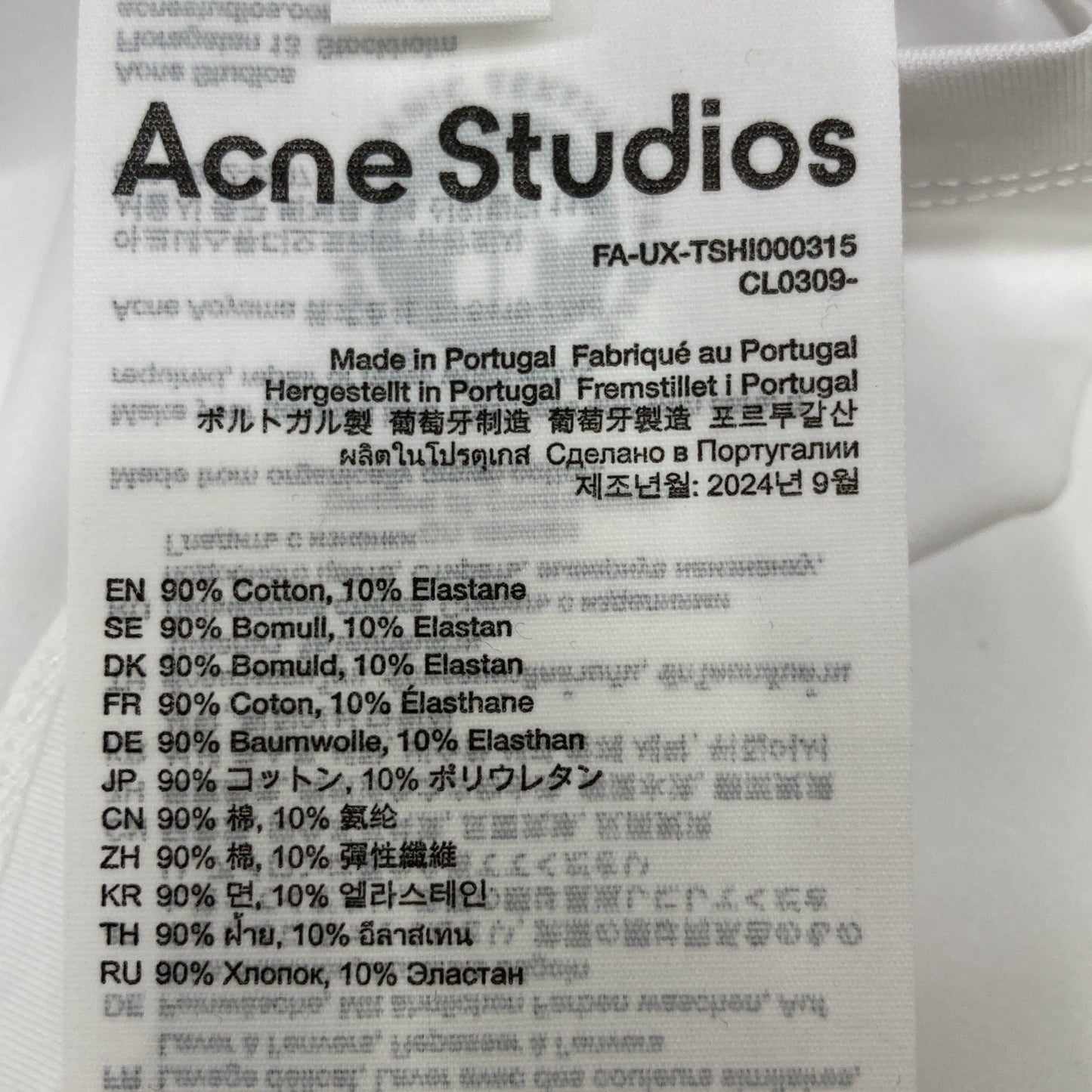 ACNE STUDIOS アクネ ストゥディオズ FA-UX-TSHI00315 ホワイト ピマコットン Faceロゴ ショートスリーブカットソー トップス S