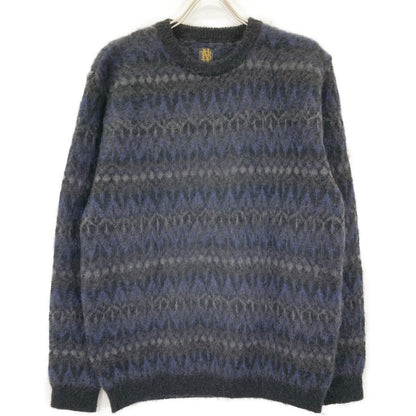 BATONER バトナー 【×Pilgrim】BN-22FM079 ﾌﾞﾗｯｸ ﾓﾍﾔ ｼﾞｬｶﾞｰﾄﾞｸﾙｰﾈｯｸﾆｯﾄ トップス 2