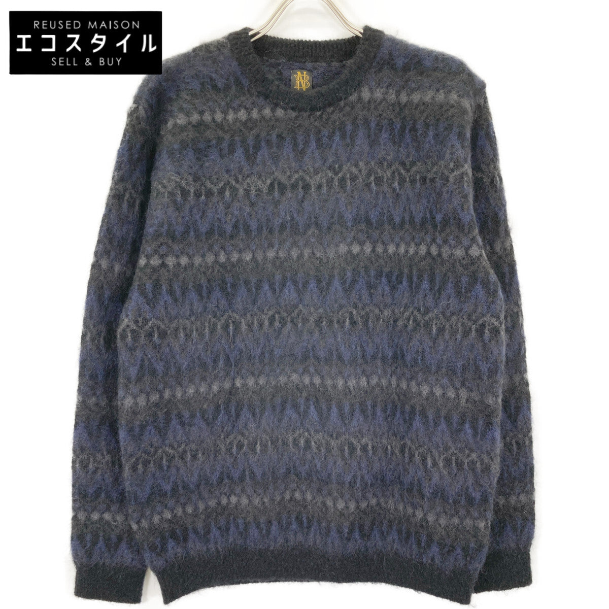 BATONER バトナー 【×Pilgrim】BN-22FM079 ﾌﾞﾗｯｸ ﾓﾍﾔ ｼﾞｬｶﾞｰﾄﾞｸﾙｰﾈｯｸﾆｯﾄ トップス 2