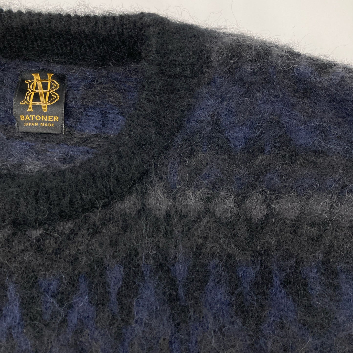 BATONER バトナー 【×Pilgrim】BN-22FM079 ﾌﾞﾗｯｸ ﾓﾍﾔ ｼﾞｬｶﾞｰﾄﾞｸﾙｰﾈｯｸﾆｯﾄ トップス 2