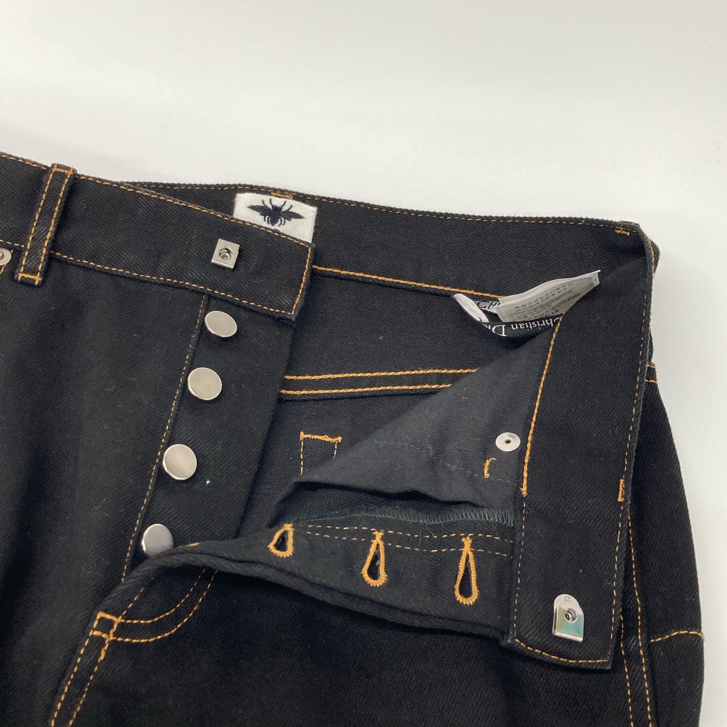 Christian Dior クリスチャンディオール ブラック BEEタグ ボタンフライ クロップドデニムパンツ ボトムス 38