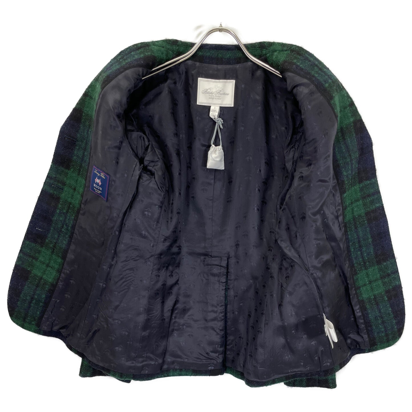 Brooks Brothers ブルックスブラザーズ 100213867 グリーン×ブルー ウールブレンド ブークレ ブラックウォッチ シングル3ボタンジャケット ジャケット 2
