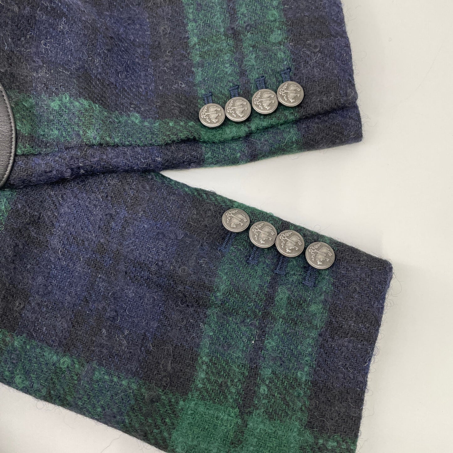 Brooks Brothers ブルックスブラザーズ 100213867 グリーン×ブルー ウールブレンド ブークレ ブラックウォッチ シングル3ボタンジャケット ジャケット 2