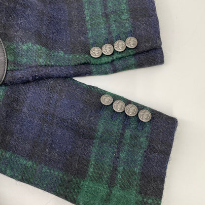 Brooks Brothers ブルックスブラザーズ 100213867 グリーン×ブルー ウールブレンド ブークレ ブラックウォッチ シングル3ボタンジャケット ジャケット 2