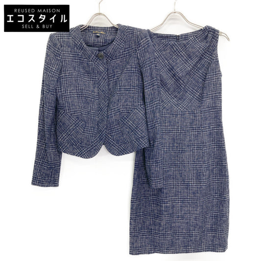 Brooks Brothers ブルックスブラザーズ ブルー ツイードチェックノースリーブワンピース ジャケットセット スーツ セットアップ 2