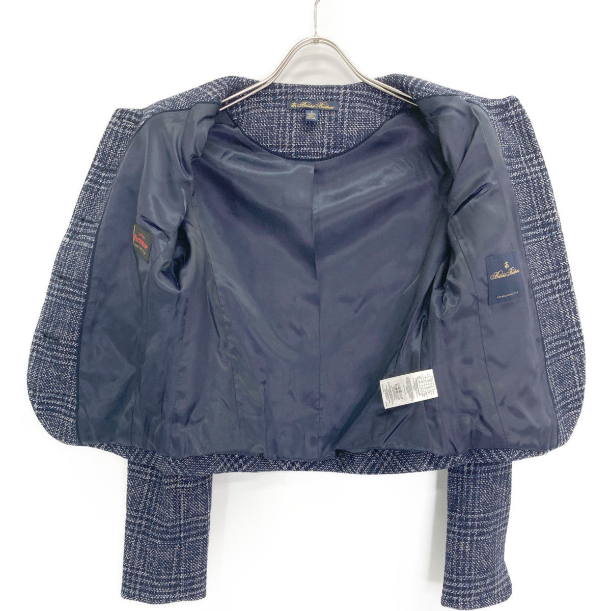 Brooks Brothers ブルックスブラザーズ ブルー ツイードチェックノースリーブワンピース ジャケットセット スーツ セットアップ 2