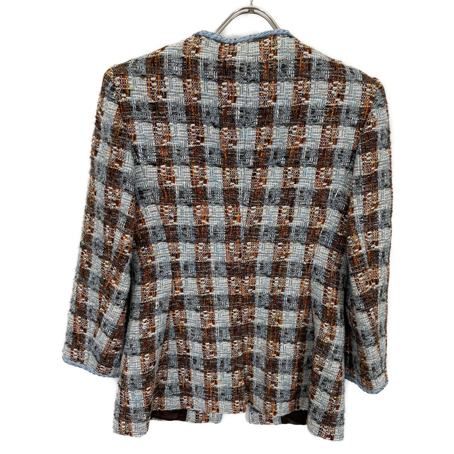 Brooks Brothers ブルックスブラザーズ ライトブルー ノーカラーツイードジャケット スカート セットアップ スーツ セットアップ 0