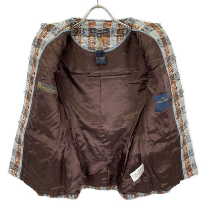 Brooks Brothers ブルックスブラザーズ ライトブルー ノーカラーツイードジャケット スカート セットアップ スーツ セットアップ 0