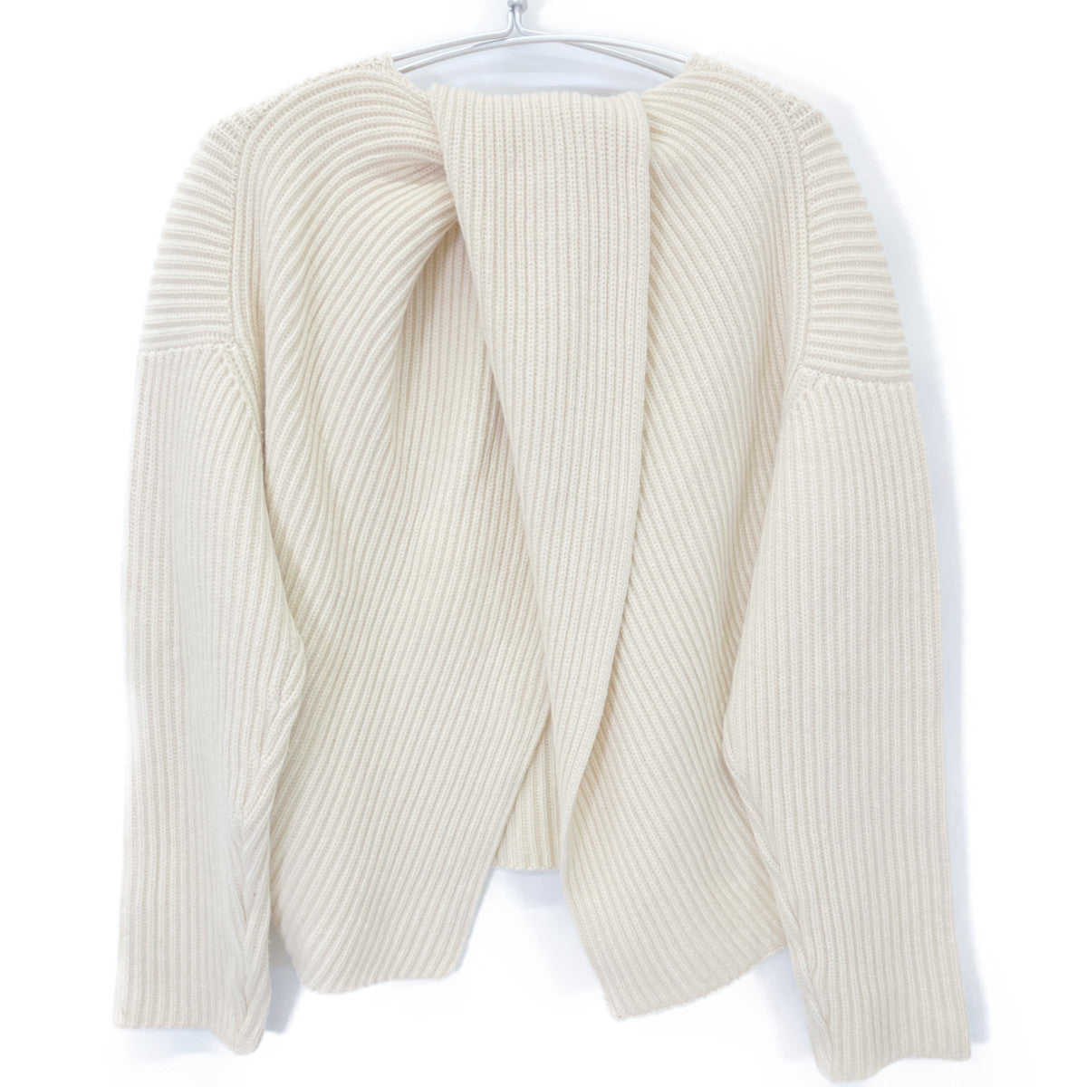 CELINE セリーヌ 2 3BX8/6806 ｱｲﾎﾞﾘｰ ｳｰﾙｶｼﾐﾔ ﾌｨｰﾋﾞｰ期 ｵｰﾌﾟﾝﾊﾞｯｸﾞﾃﾞｻﾞｲﾝﾆｯﾄ トップス XS