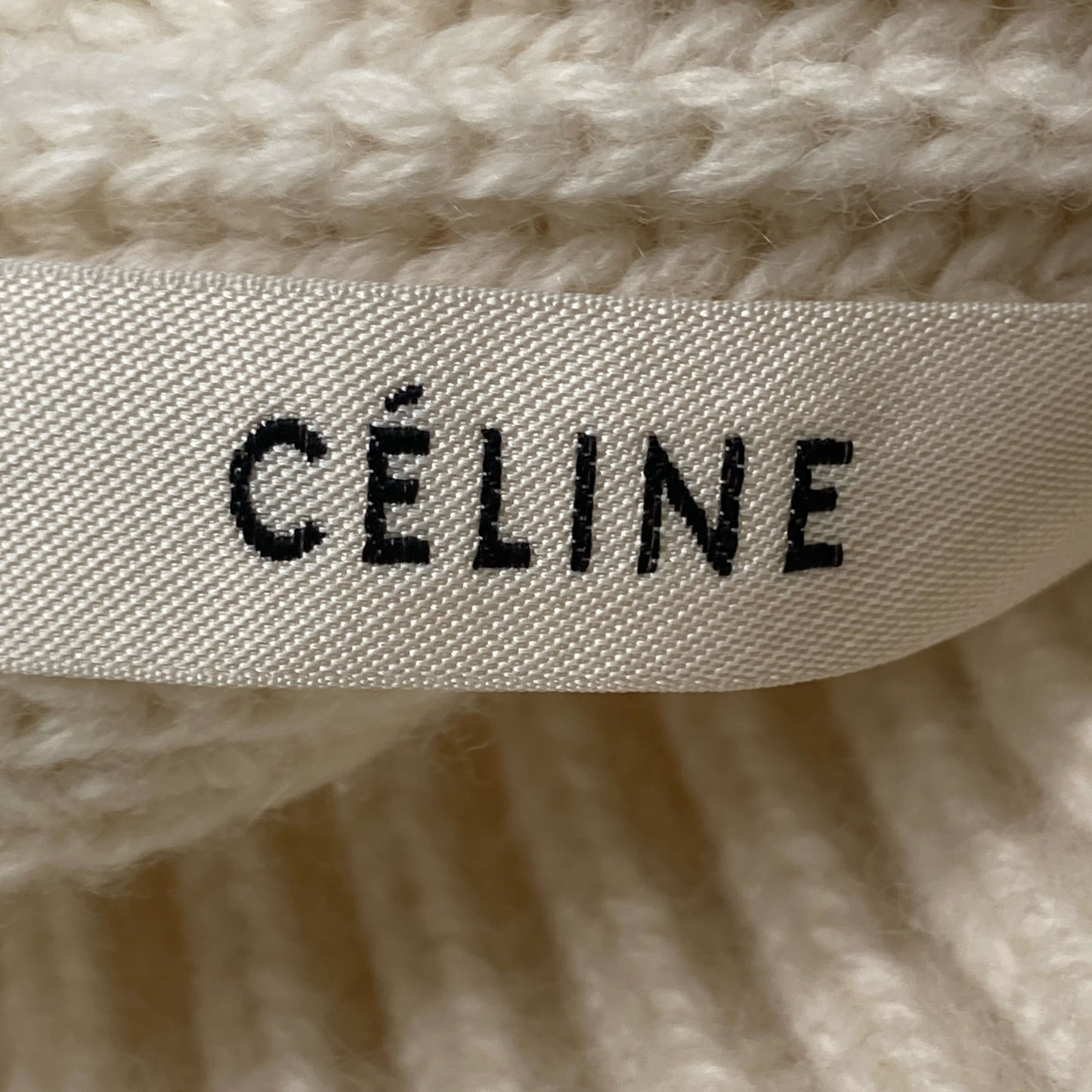 CELINE セリーヌ 2 3BX8/6806 ｱｲﾎﾞﾘｰ ｳｰﾙｶｼﾐﾔ ﾌｨｰﾋﾞｰ期 ｵｰﾌﾟﾝﾊﾞｯｸﾞﾃﾞｻﾞｲﾝﾆｯﾄ トップス XS