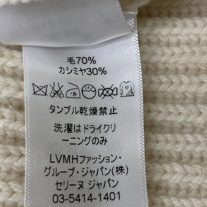 CELINE セリーヌ 2 3BX8/6806 ｱｲﾎﾞﾘｰ ｳｰﾙｶｼﾐﾔ ﾌｨｰﾋﾞｰ期 ｵｰﾌﾟﾝﾊﾞｯｸﾞﾃﾞｻﾞｲﾝﾆｯﾄ トップス XS