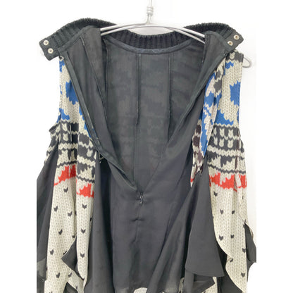 sacai サカイ 24-07428 24年製 ﾏﾙﾁｶﾗｰ ﾊﾟﾀｰﾝﾆｯﾄﾌﾟﾘﾝﾄﾌﾟﾙｵｰﾊﾞｰ ﾉｰｽﾘｰﾌﾞﾌﾞﾗｳｽ トップス 1