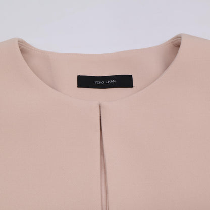 YOKOCHAN ヨーコチャン YCC-622-180 ﾋﾟﾝｸ ﾎﾟﾘｴｽﾃﾙ×ﾚｰﾖﾝ ﾀｯｸﾎﾞﾘｭｰﾑﾊﾞｯｸﾃｨｱｰﾄﾞｺｰﾄ コート 36