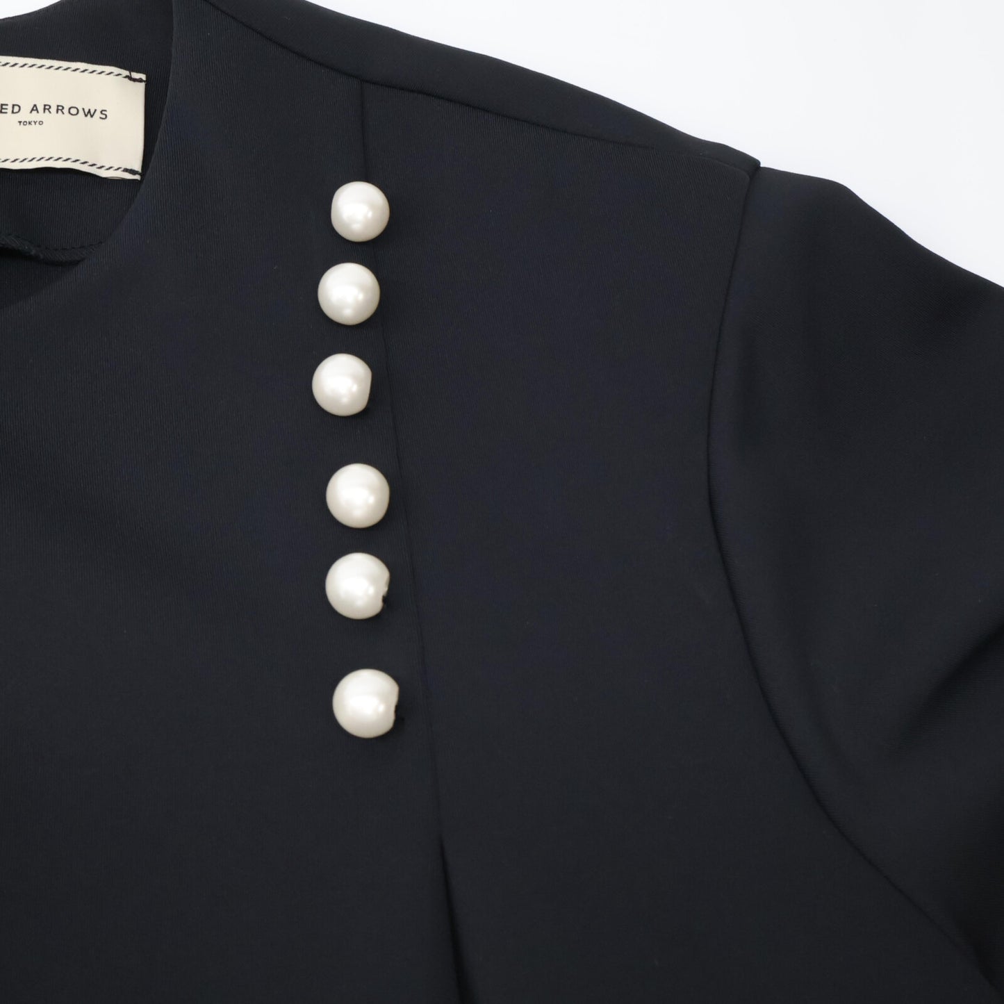 UNITED ARROWS ユナイテッドアローズ ﾌﾞﾗｯｸ ﾊﾟｰﾙﾓﾁｰﾌ ﾛﾝｸﾞｽﾘｰﾌﾞﾜﾝﾋﾟｰｽ ワンピース 38