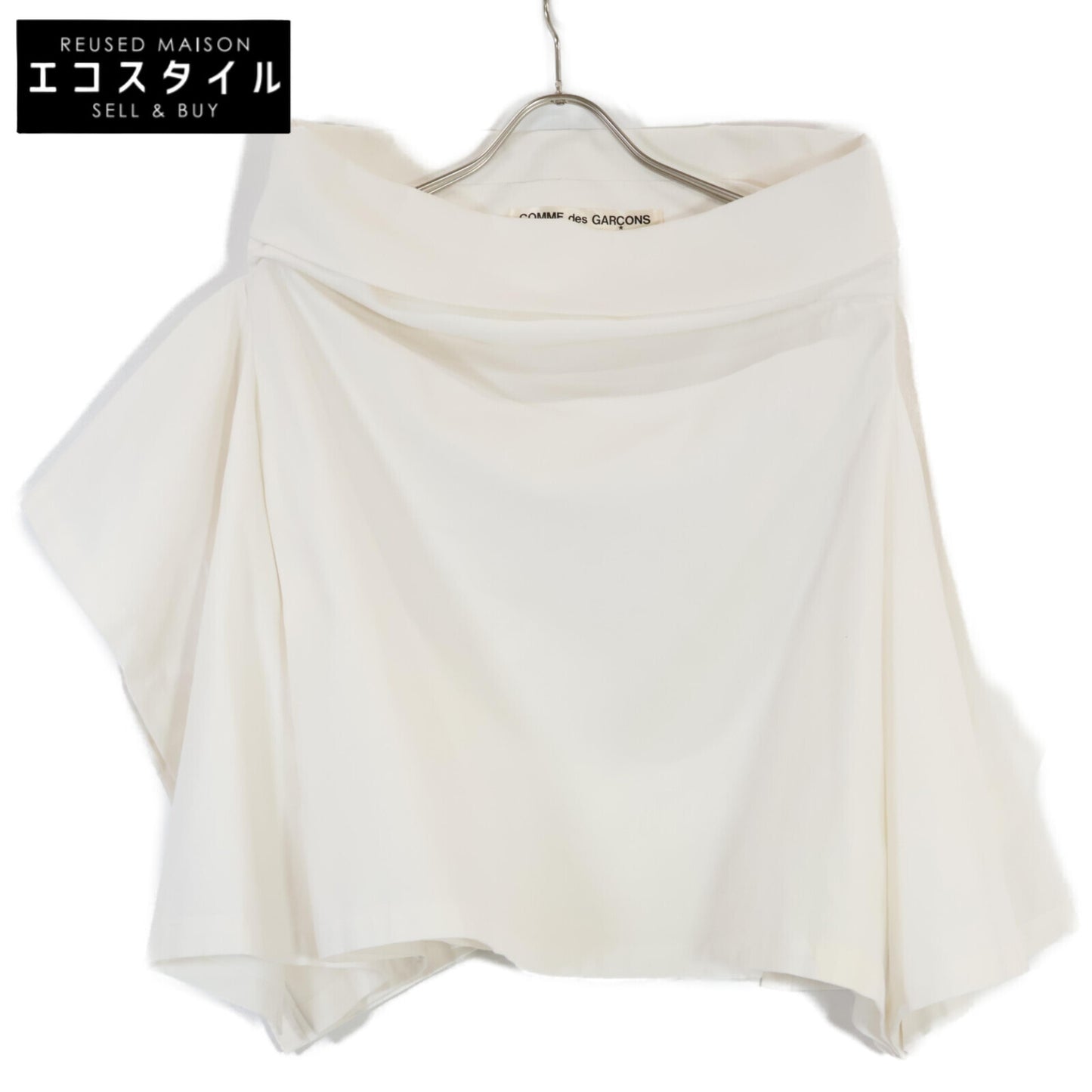 COMMEdesGARCONS コムデギャルソン 23年製 GL-B018 ホワイト コットン ショートスリーブ デザインハイネックカットソー トップス M