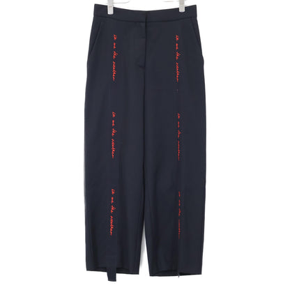 STELLA McCARTNEY ステラマッカートニー 【×WE ARE THE WEATHER】ﾌﾞﾗｯｸ 刺繍ﾃｰﾌﾟ ﾜｲﾄﾞﾊﾟﾝﾂ ボトムス 36