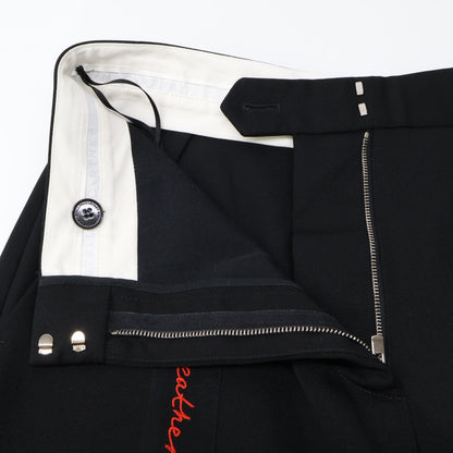 STELLA McCARTNEY ステラマッカートニー 【×WE ARE THE WEATHER】ﾌﾞﾗｯｸ 刺繍ﾃｰﾌﾟ ﾜｲﾄﾞﾊﾟﾝﾂ ボトムス 36