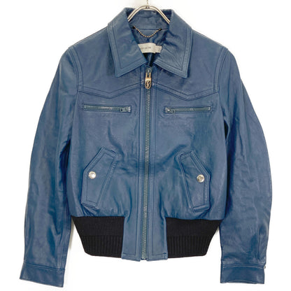 COACH コーチ ブルー ジップ ラムレザージャケット ジャケット 2