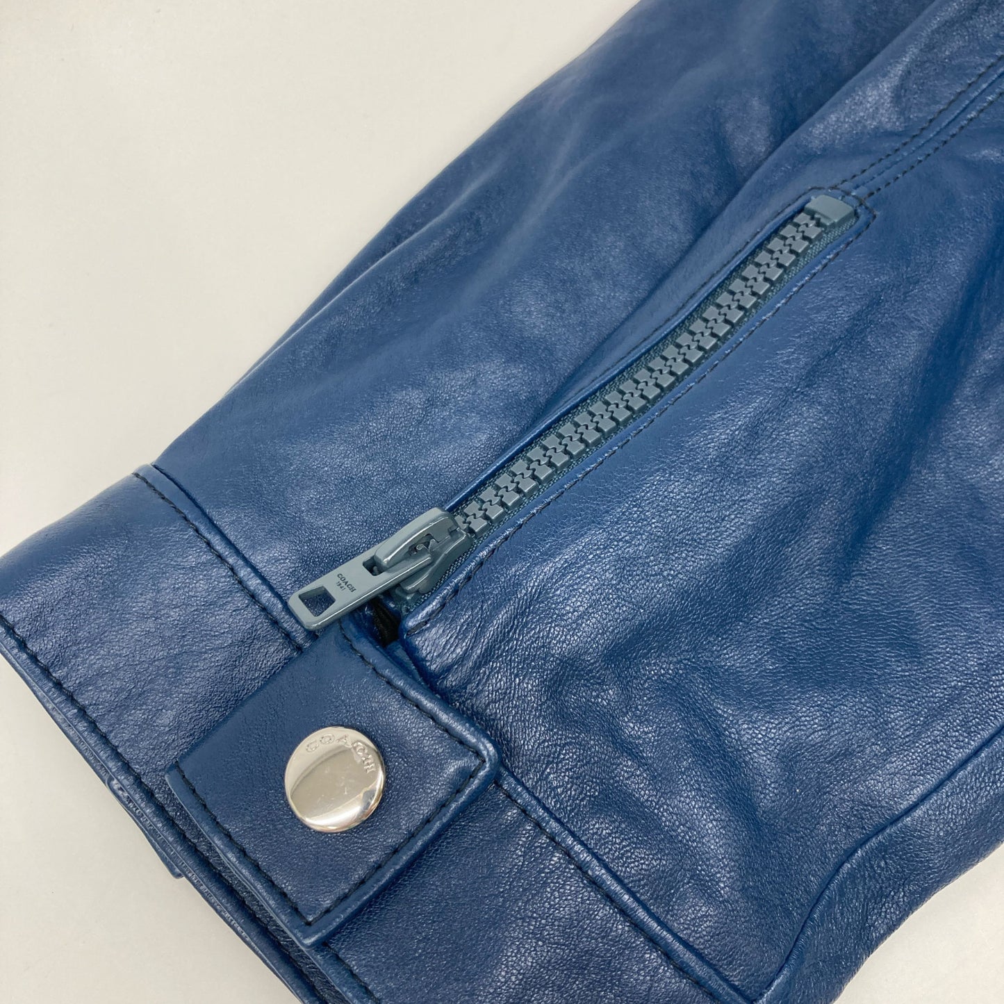 COACH コーチ ブルー ジップ ラムレザージャケット ジャケット 2