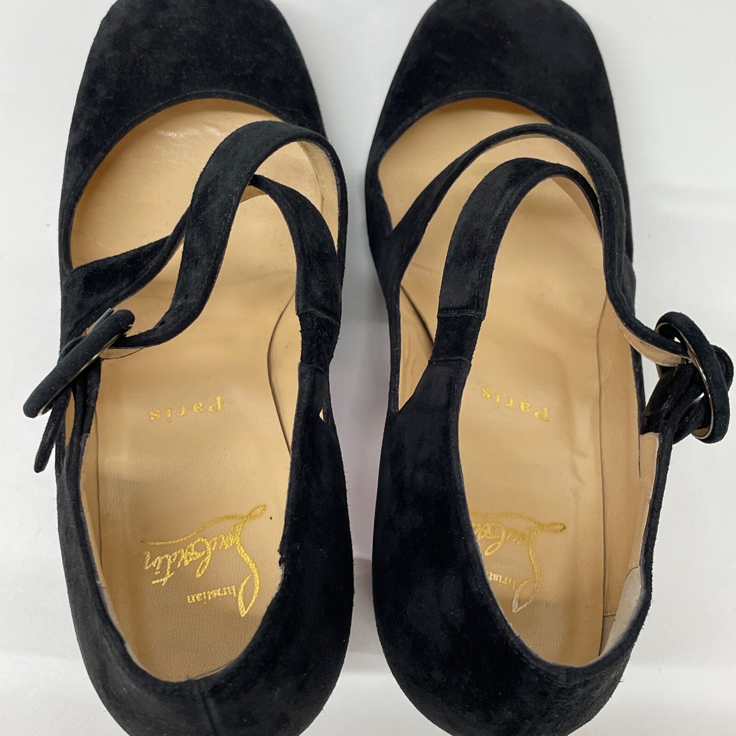 Christian Louboutin クリスチャンルブタン Miss Ellen スエード クロスストラップ スクエアトゥ シューズ 36 1/2