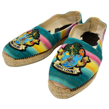 Christian Louboutin クリスチャンルブタン CARIO LOUBI FLAT ワッペン付 エスパドリーユ シューズ 37