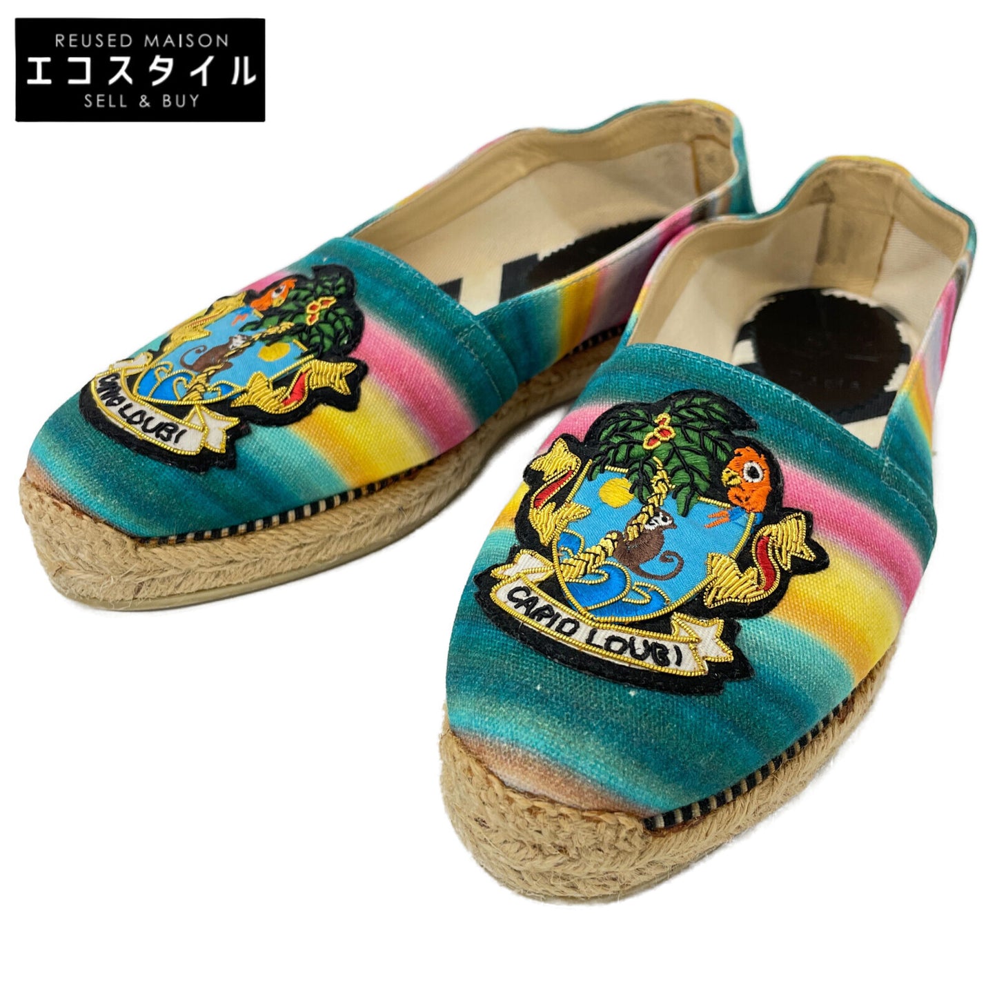 Christian Louboutin クリスチャンルブタン CARIO LOUBI FLAT ワッペン付 エスパドリーユ シューズ 37