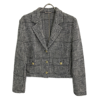 BOSS ボス ｸﾞﾚｰ ｸﾞﾚﾝﾁｪｯｸ 金ﾎﾞﾀﾝ ﾂｲｰﾄﾞｸﾛｯﾌﾟﾄﾞｼﾞｬｹｯﾄ ジャケット 40