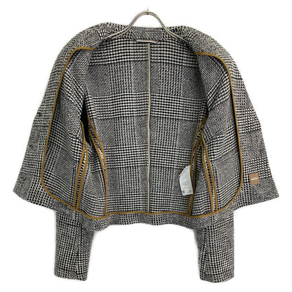 BOSS ボス ｸﾞﾚｰ ｸﾞﾚﾝﾁｪｯｸ 金ﾎﾞﾀﾝ ﾂｲｰﾄﾞｸﾛｯﾌﾟﾄﾞｼﾞｬｹｯﾄ ジャケット 40