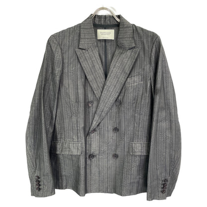 beautifulpeople ビューティフルピープル グレー オーガンジーストライプ コットンシルク ダブルフテーラード ジャケット 40