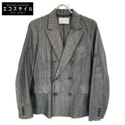 beautifulpeople ビューティフルピープル グレー オーガンジーストライプ コットンシルク ダブルフテーラード ジャケット 40