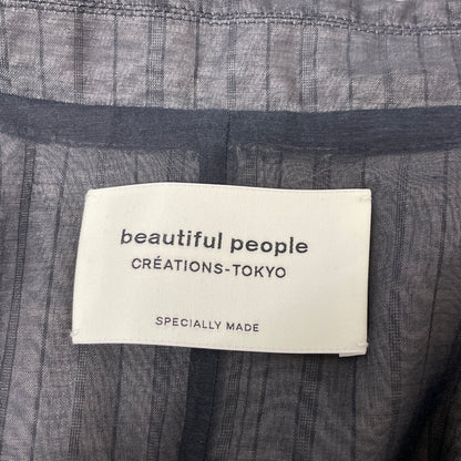 beautifulpeople ビューティフルピープル グレー オーガンジーストライプ コットンシルク ダブルフテーラード ジャケット 40
