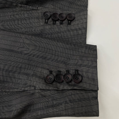 beautifulpeople ビューティフルピープル グレー オーガンジーストライプ コットンシルク ダブルフテーラード ジャケット 40