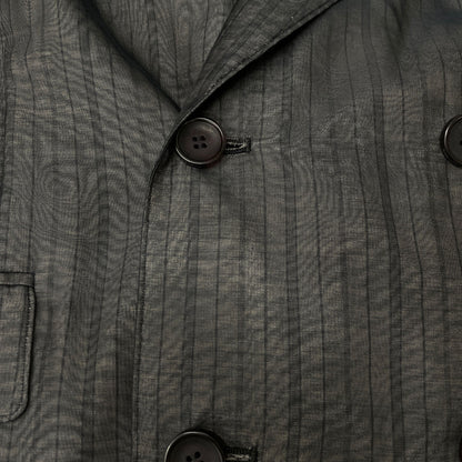 beautifulpeople ビューティフルピープル グレー オーガンジーストライプ コットンシルク ダブルフテーラード ジャケット 40