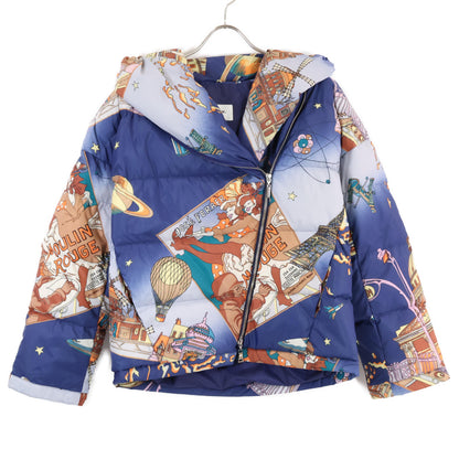 49av.Junko Shimada 49アベニュージュンコシマダ 313434124 ブルー パリナイト総柄 アシンメトリージップショートダウンジャケット ジャケット 38