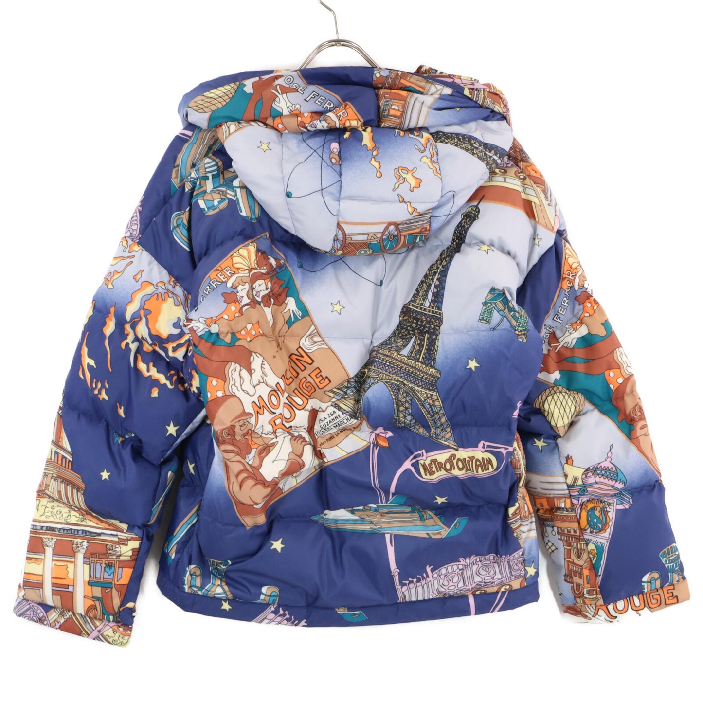 49av.Junko Shimada 49アベニュージュンコシマダ 313434124 ブルー パリナイト総柄 アシンメトリージップショートダウンジャケット ジャケット 38