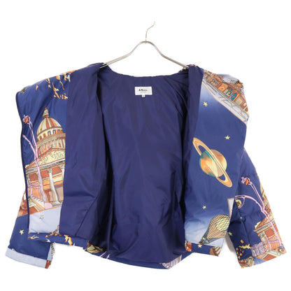 49av.Junko Shimada 49アベニュージュンコシマダ 313434124 ブルー パリナイト総柄 アシンメトリージップショートダウンジャケット ジャケット 38