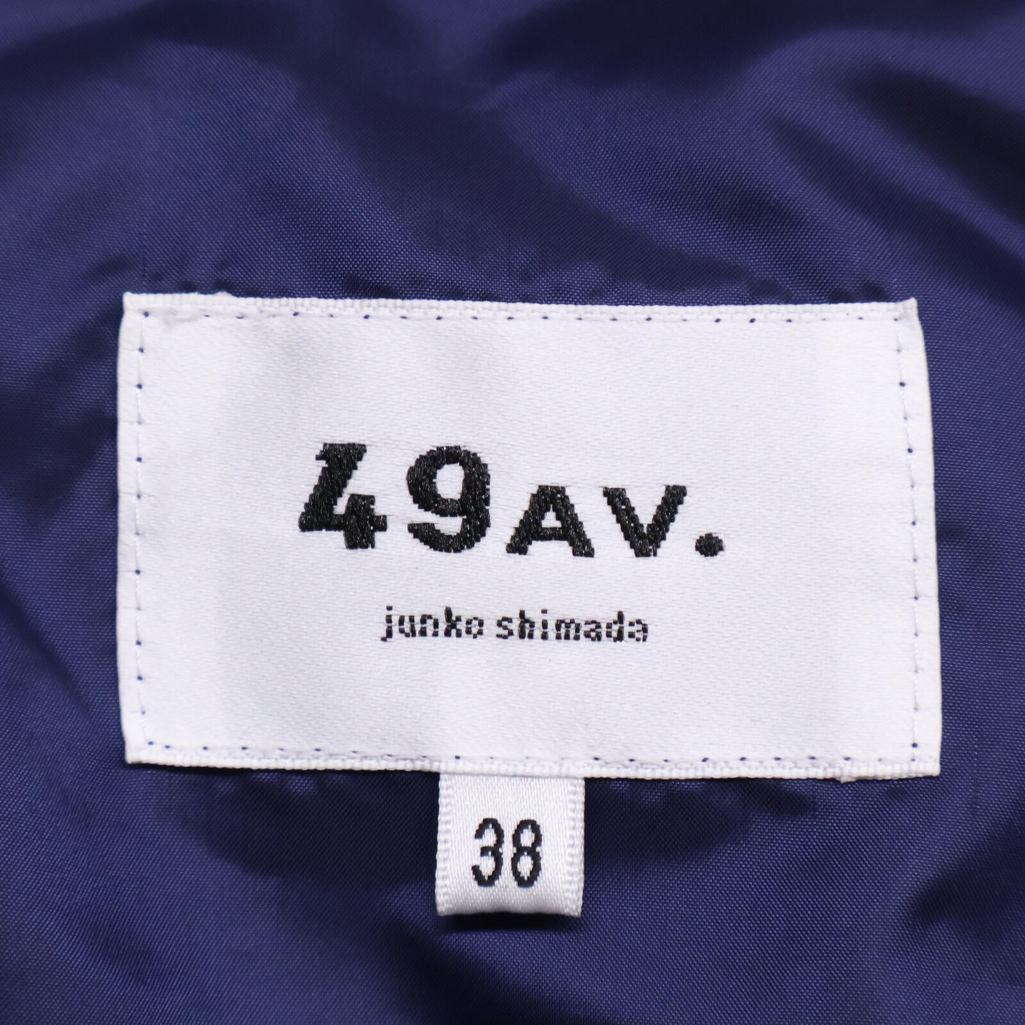 49av.Junko Shimada 49アベニュージュンコシマダ 313434124 ブルー パリナイト総柄 アシンメトリージップショートダウンジャケット ジャケット 38