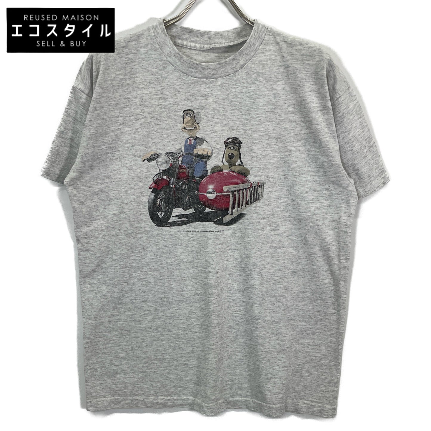 VINTAGE ヴィンテージ 90'S グレー ウォレスとグルミット プリントTシャツ トップス 不明