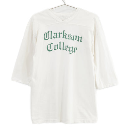 VINTAGE ヴィンテージ 70'S ﾎﾜｲﾄ Clarkson College ﾌｯﾄﾎﾞｰﾙTｼｬﾂ トップス 表記無し