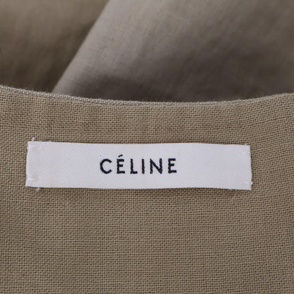 CELINE セリーヌ 2 6O05/5124 ﾍﾞｰｼﾞｭ ﾘﾈﾝｺｯﾄﾝ ﾉｰｽﾘｰﾌﾞﾗｯﾌﾟﾍﾞﾙﾃｯﾄﾞｼﾞｬｹｯﾄ ジャケット 38