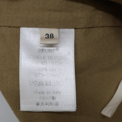 CELINE セリーヌ 2 6O05/5124 ﾍﾞｰｼﾞｭ ﾘﾈﾝｺｯﾄﾝ ﾉｰｽﾘｰﾌﾞﾗｯﾌﾟﾍﾞﾙﾃｯﾄﾞｼﾞｬｹｯﾄ ジャケット 38