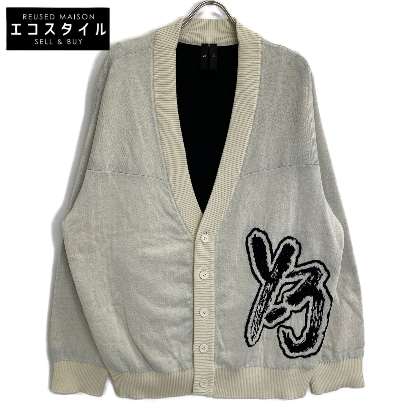 Y-3 ワイスリー IA3110 23SS ﾎﾜｲﾄ LOGO KNIT CARDIGAN トップス XS