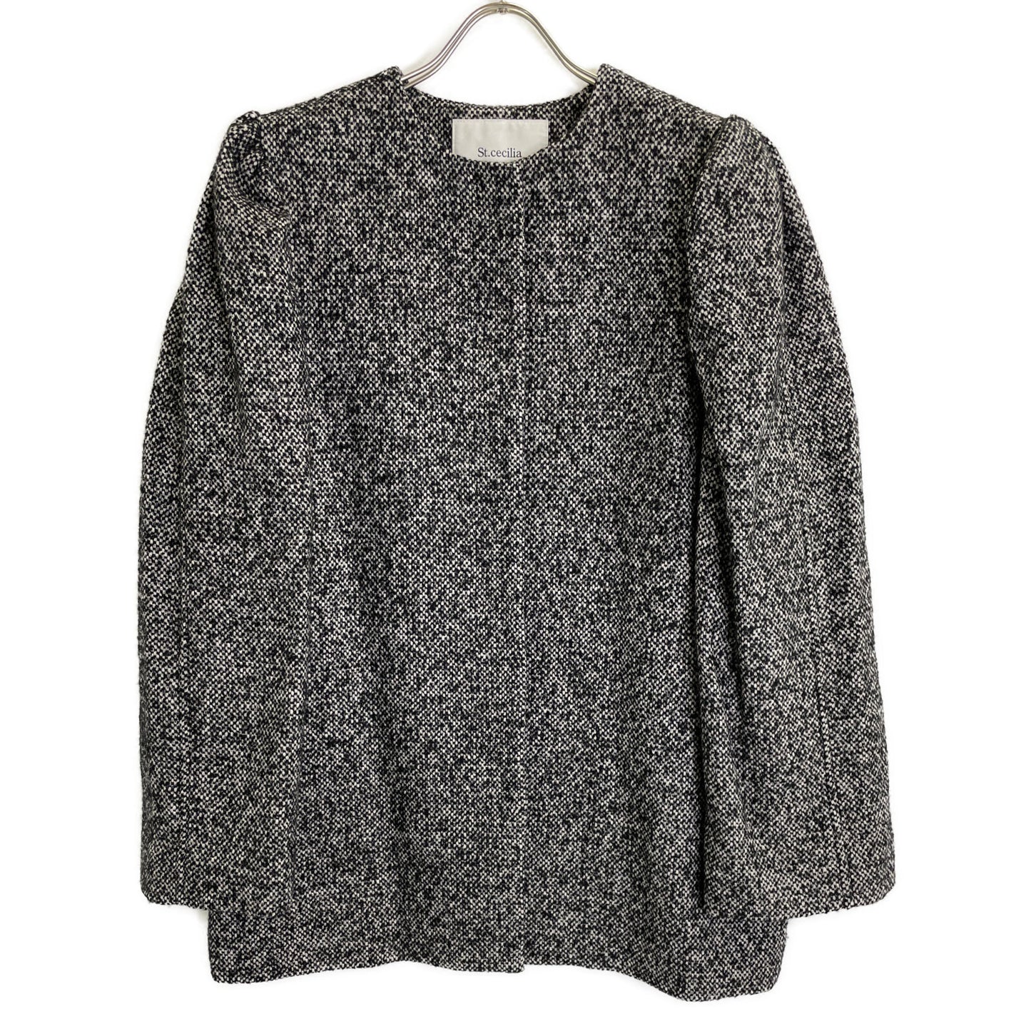 St.cecilia セントセシリア 232E3122 グレー ウールシルク パフスリーブコート ジャケット ジャケット F