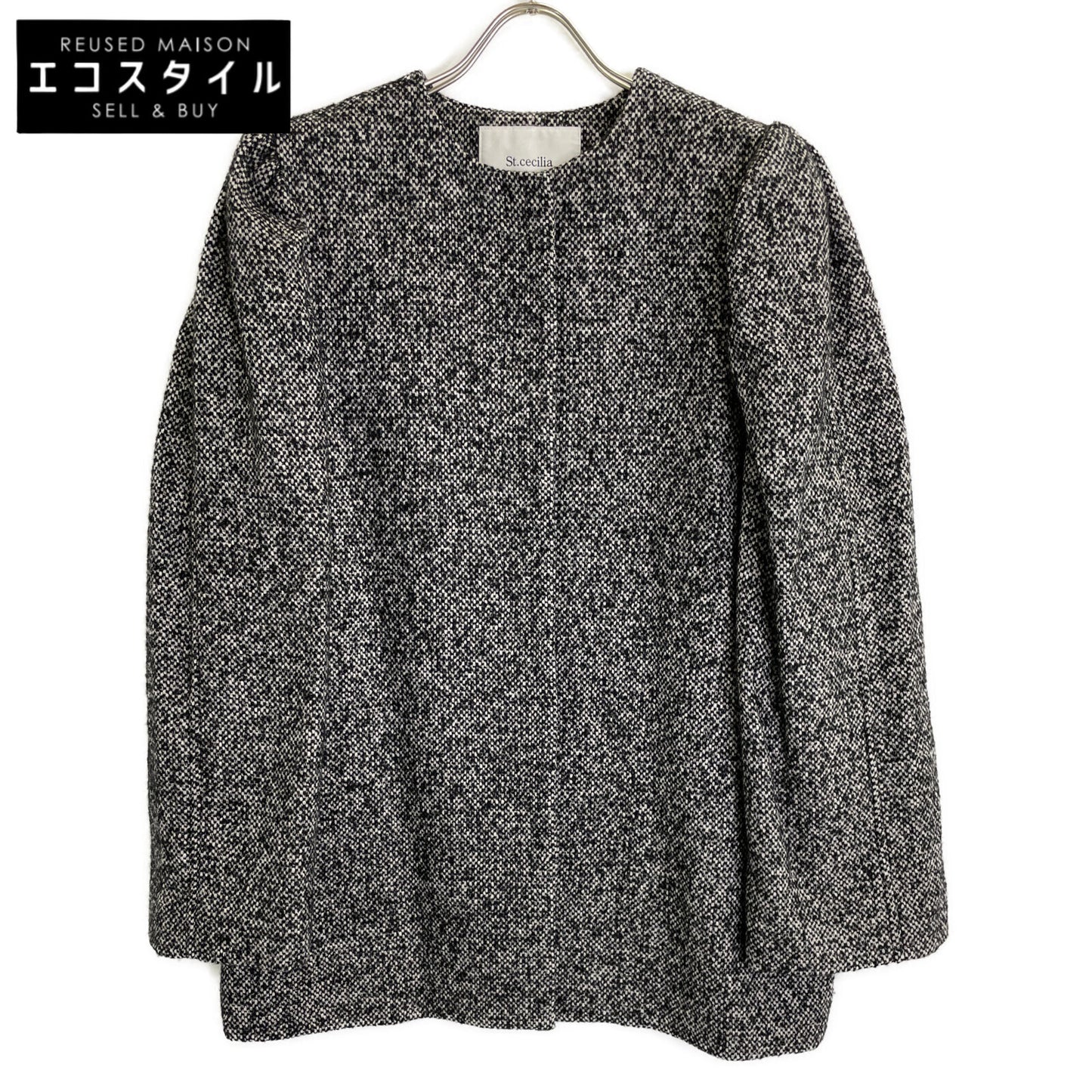St.cecilia セントセシリア 232E3122 グレー ウールシルク パフスリーブコート ジャケット ジャケット F