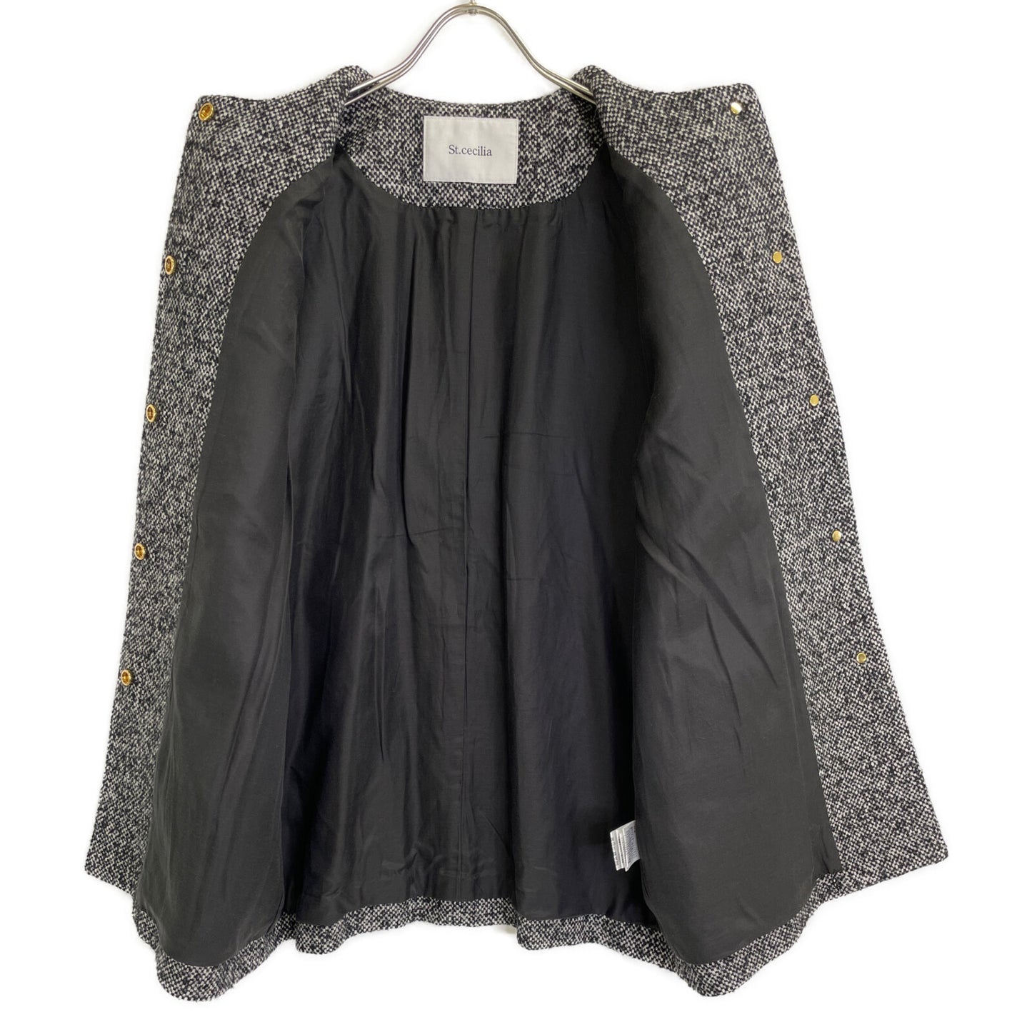 St.cecilia セントセシリア 232E3122 グレー ウールシルク パフスリーブコート ジャケット ジャケット F
