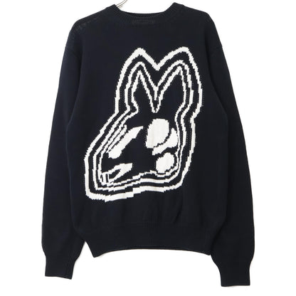 Alexander McQueen アレキサンダーマックイーン ﾌﾞﾗｯｸ ﾌﾛﾝﾄﾃﾞｻﾞｲﾝ ｺｯﾄﾝ100 ﾌﾟﾙｵｰﾊﾞｰﾆｯﾄ トップス M