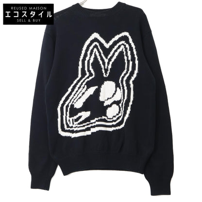 Alexander McQueen アレキサンダーマックイーン ﾌﾞﾗｯｸ ﾌﾛﾝﾄﾃﾞｻﾞｲﾝ ｺｯﾄﾝ100 ﾌﾟﾙｵｰﾊﾞｰﾆｯﾄ トップス M