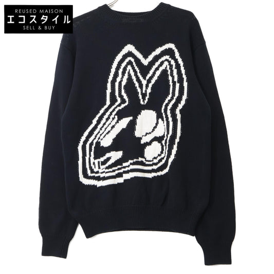 Alexander McQueen アレキサンダーマックイーン ﾌﾞﾗｯｸ ﾌﾛﾝﾄﾃﾞｻﾞｲﾝ ｺｯﾄﾝ100 ﾌﾟﾙｵｰﾊﾞｰﾆｯﾄ トップス M